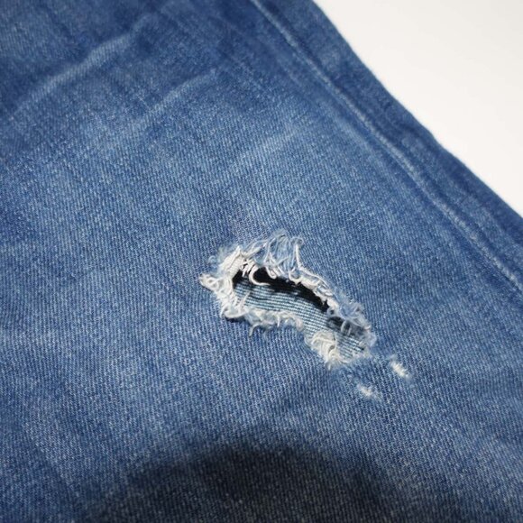 7 For All Mankind Men's Relaxed Fit Jeans Size 32 x 32 Destroyed Blue Button Fly - Picture 4 of 9